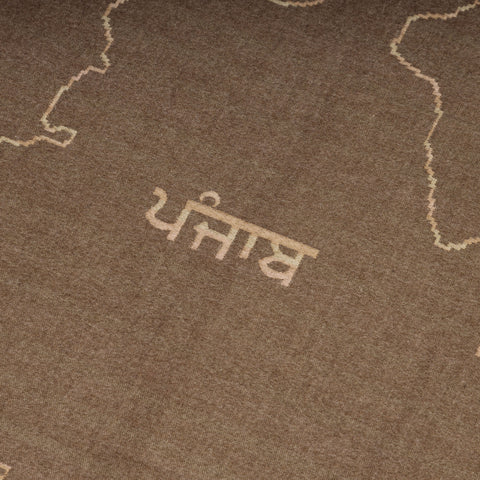 Punjab Map Shawl | Gurmukhi Indian Lohi | Punjabi Alphabet