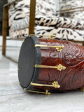 The Majestic Walnut | Brown Engraved Dholki