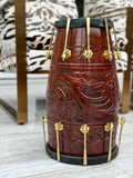 The Majestic Walnut | Brown Engraved Dholki