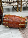 The Majestic Walnut | Brown Engraved Dholki